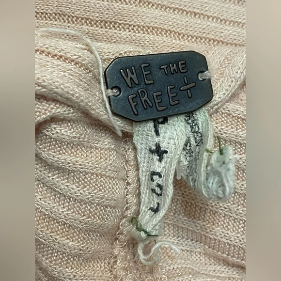 Free People We the Free Lover Rib Thermal Top Women's Small Pink Sweater Coastal - Picture 8 of 9